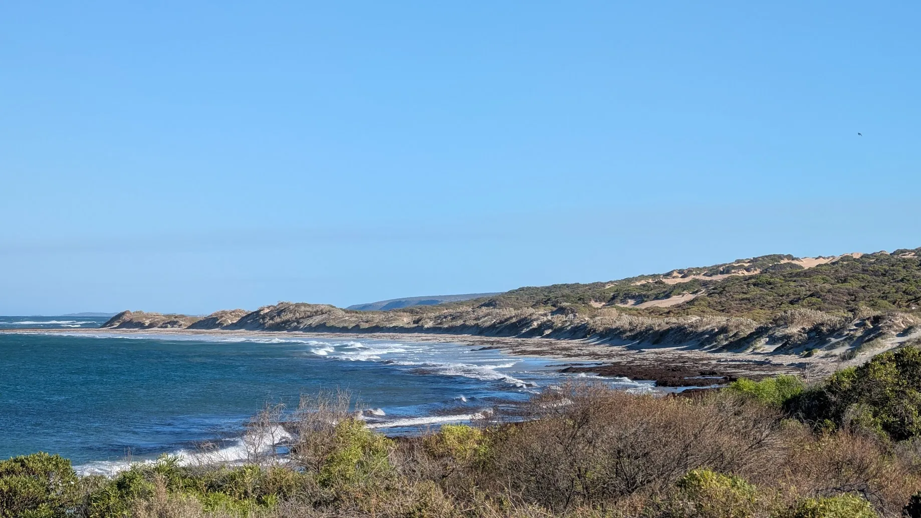 A photo of a coastline.