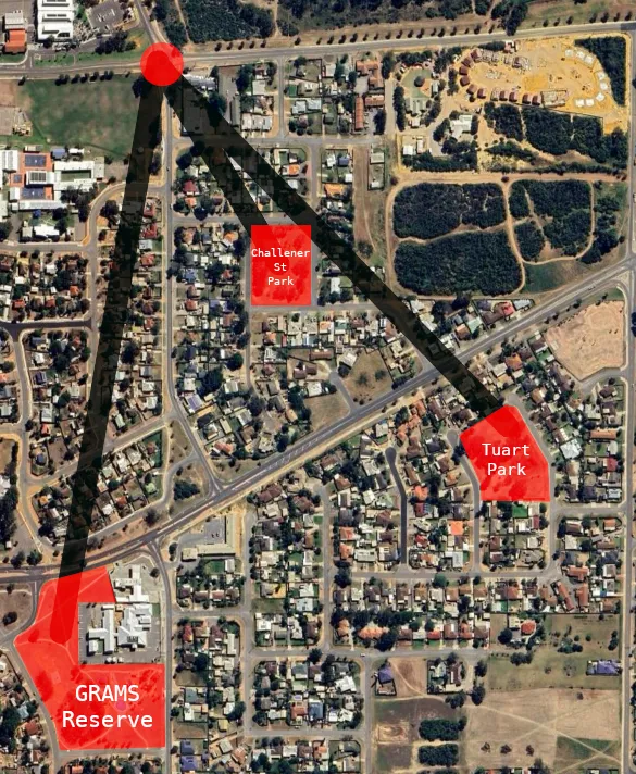 A photo of Google Maps with distance lines