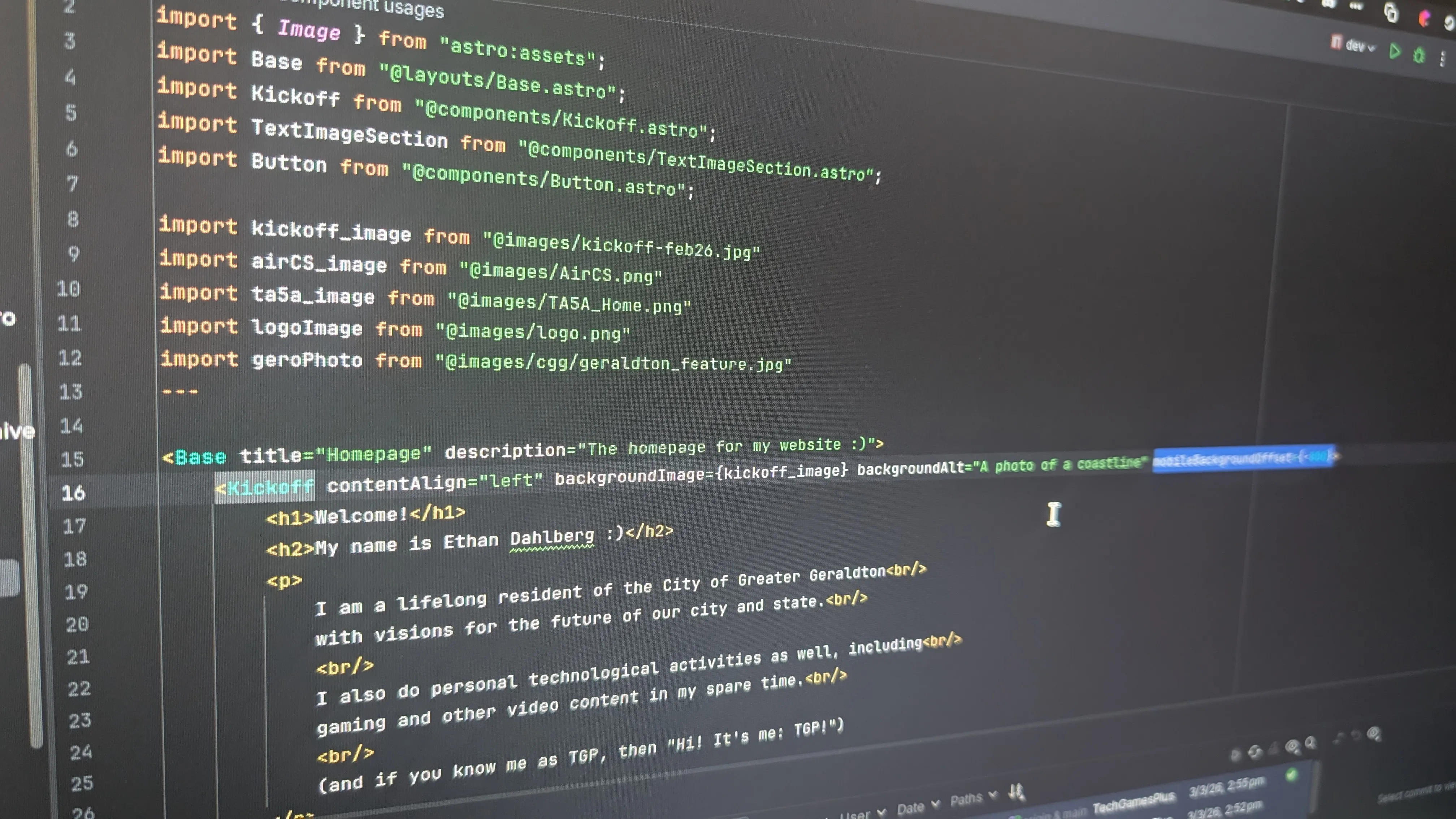 A photo of a computer screen featuring a bunch of code